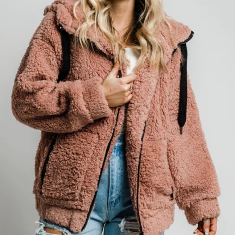 Sale  ! mauve Sherpa hooded jacket
